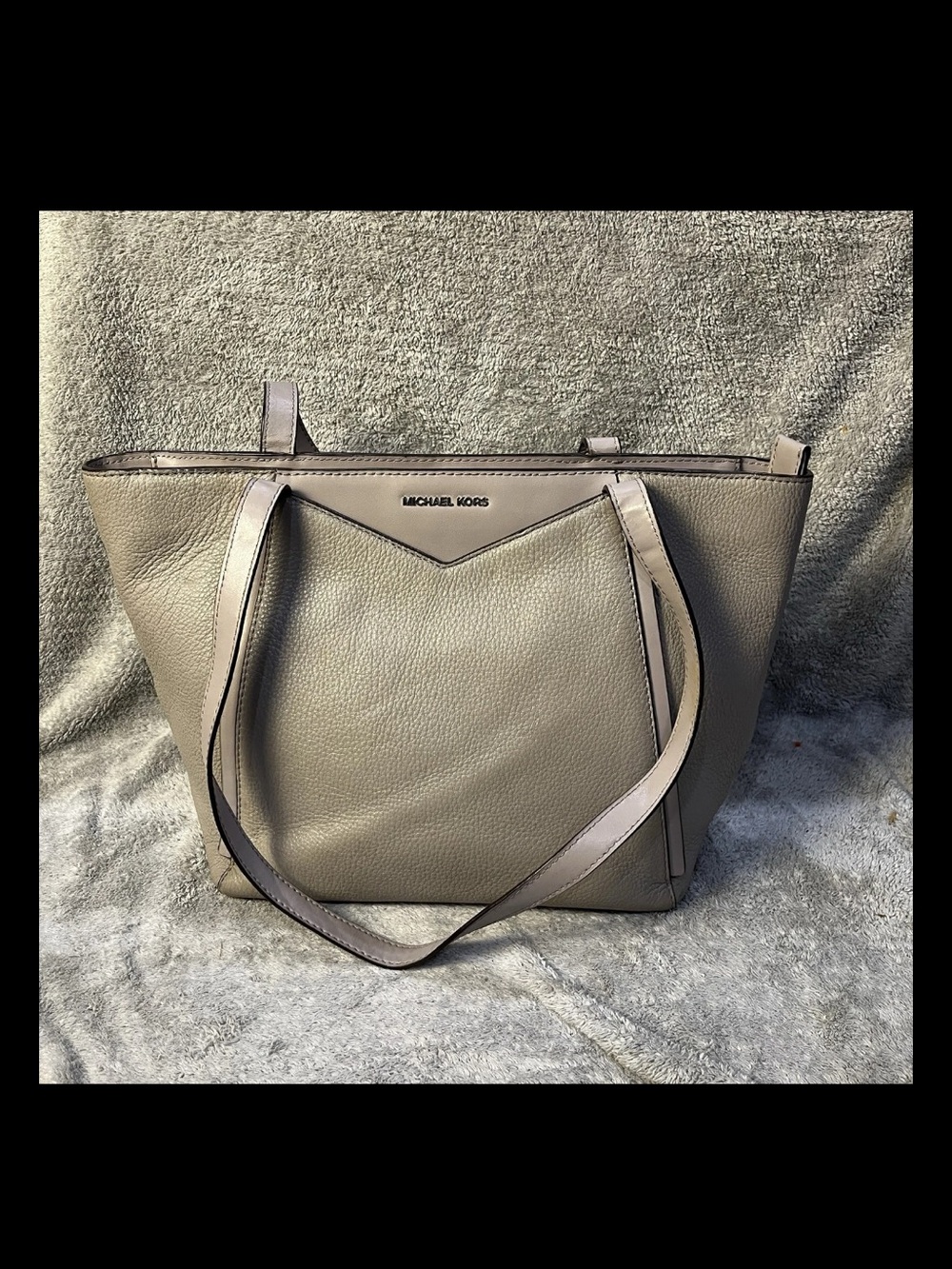 Michael Kors Large Whitney Tote LG TZ Tote Pebbled Leather Gray MSRP $298